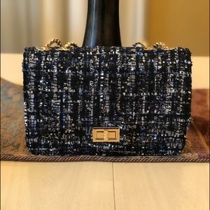 Black/ Blue Multi Color Fabric Purse